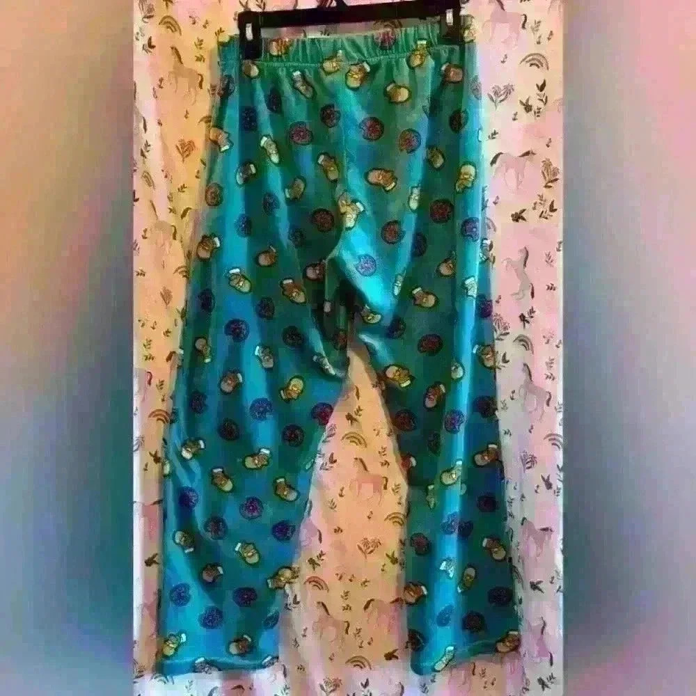 EUC Y2K Aeropostale Simpsons Homer Donut Fuzzy Comfy Pajama Lounge PantsSZ S - Picture 2 of 3